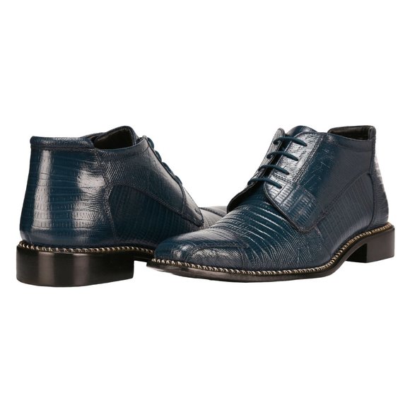 LIBERTYZENO NAVY LEATHER LACE-UP BOOTS - Picture 2 of 5